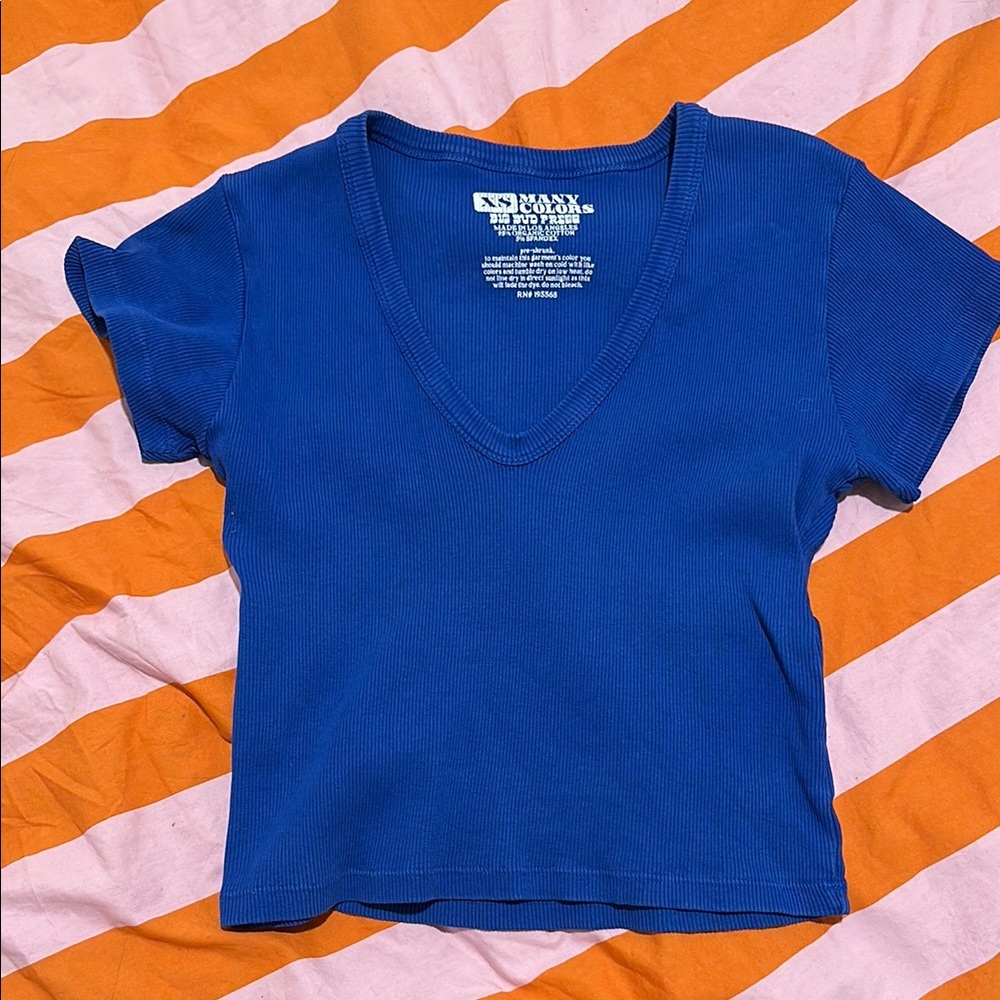 Big bud press many colors crop v neck t shirt